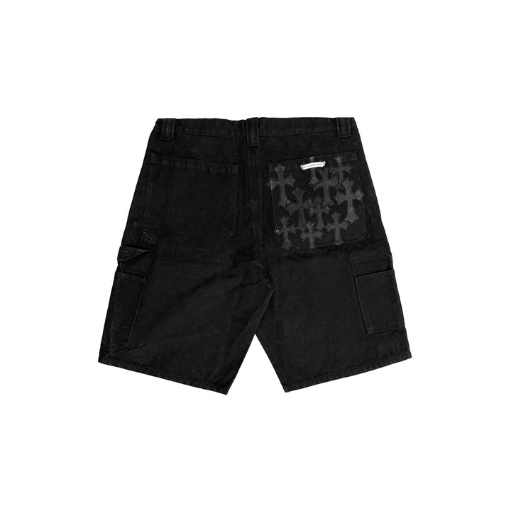 Chrome Hearts Black Cross Leather Patch Silver Button Shorts - SHENGLI ROAD MARKET
