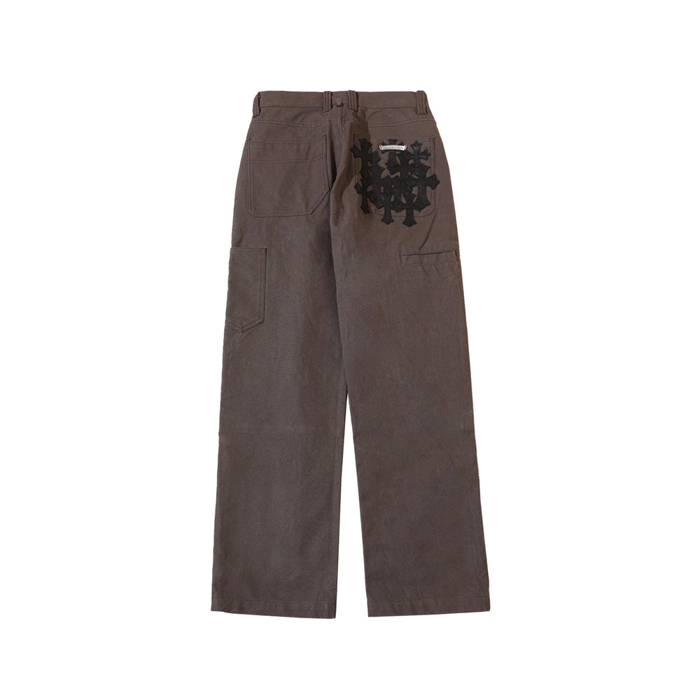 Chrome Hearts Black Cross Patch Brown Carpenter Pants - SHENGLI ROAD MARKET