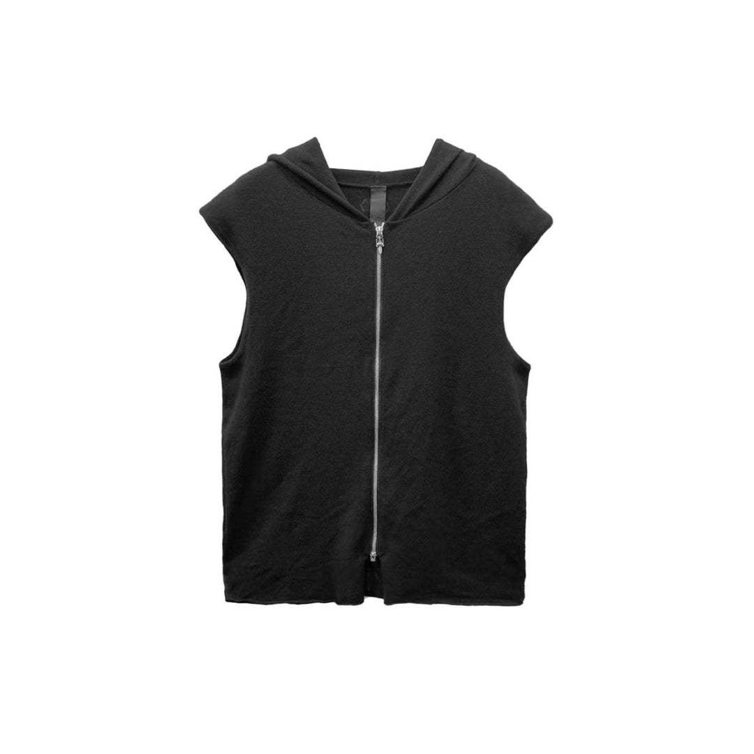 Chrome Hearts Black Cross Patch Cashmere Hooded Vest Jacket - SHENGLI ROAD MARKET