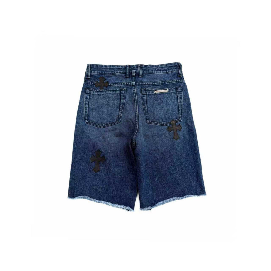 Chrome Hearts Black Cross Patch Denim Shorts - SHENGLI ROAD MARKET