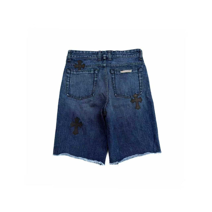 Chrome Hearts Black Cross Patch Denim Shorts - SHENGLI ROAD MARKET