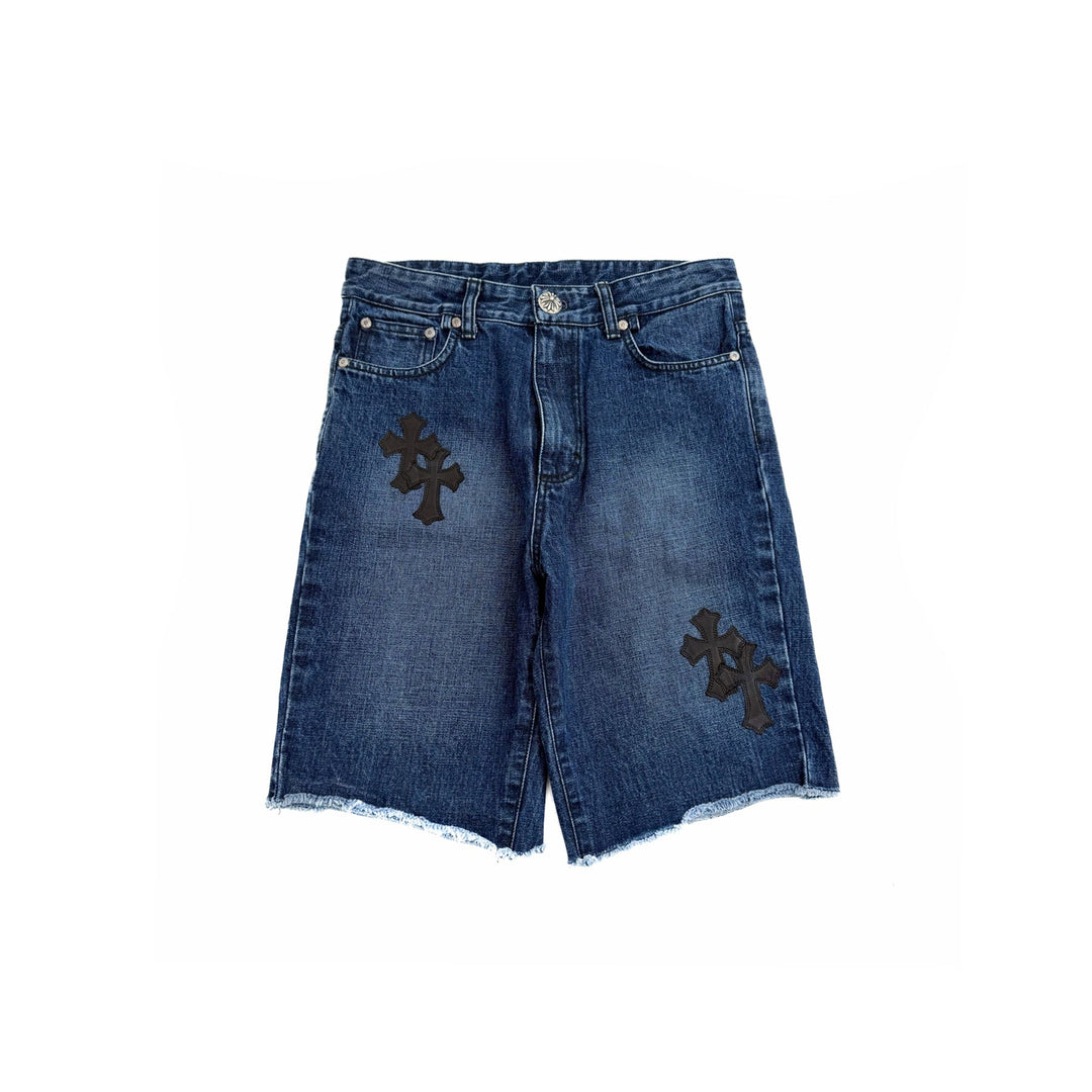 Chrome Hearts Black Cross Patch Denim Shorts - SHENGLI ROAD MARKET