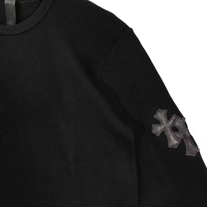 Chrome Hearts Black Cross Patch Waffle Long Sleeve T - SHENGLI ROAD MARKET