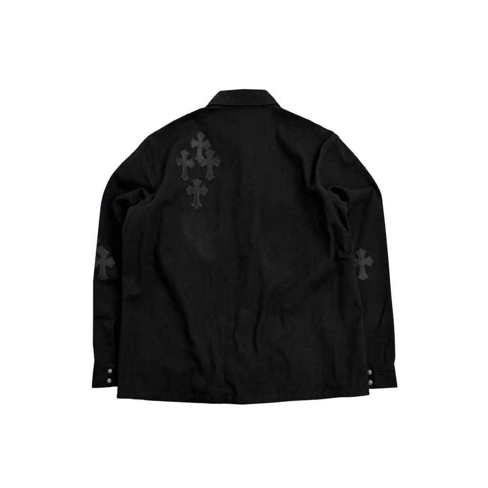 Chrome Hearts Black Cross Patch Work Dog Jacket - SHENGLI ROAD MARKET