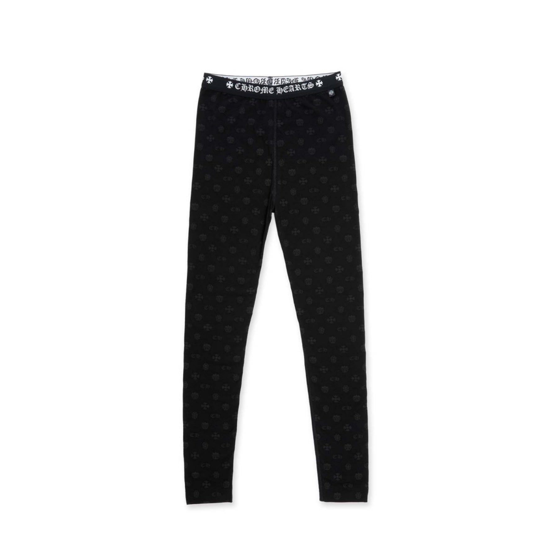 Chrome Hearts Black Cross Pattern Horseshoe Stretch Leggings - SRM
