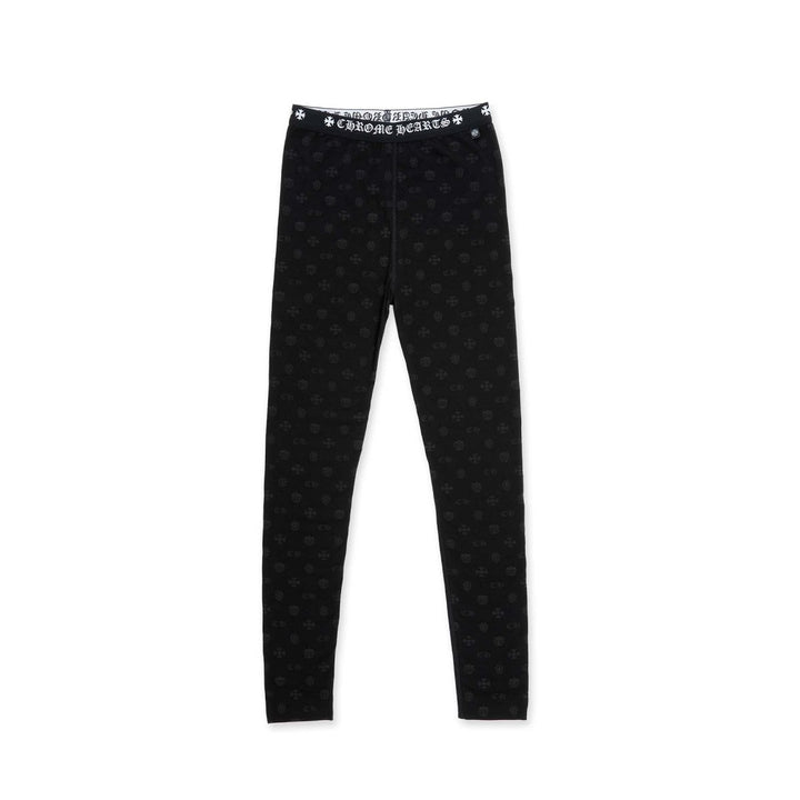 Chrome Hearts Black Cross Pattern Horseshoe Logo Stretch Leggings - SHENGLI ROAD MARKET