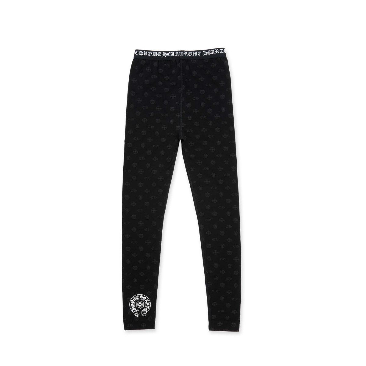 Chrome Hearts Black Cross Pattern Horseshoe Logo Stretch Leggings - SHENGLI ROAD MARKET