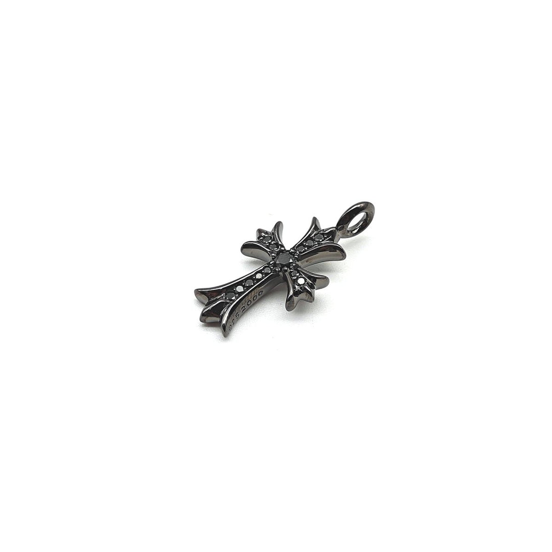 Chrome Hearts Black Diamond 925 Silver Cross Pendant - SHENGLI ROAD MARKET