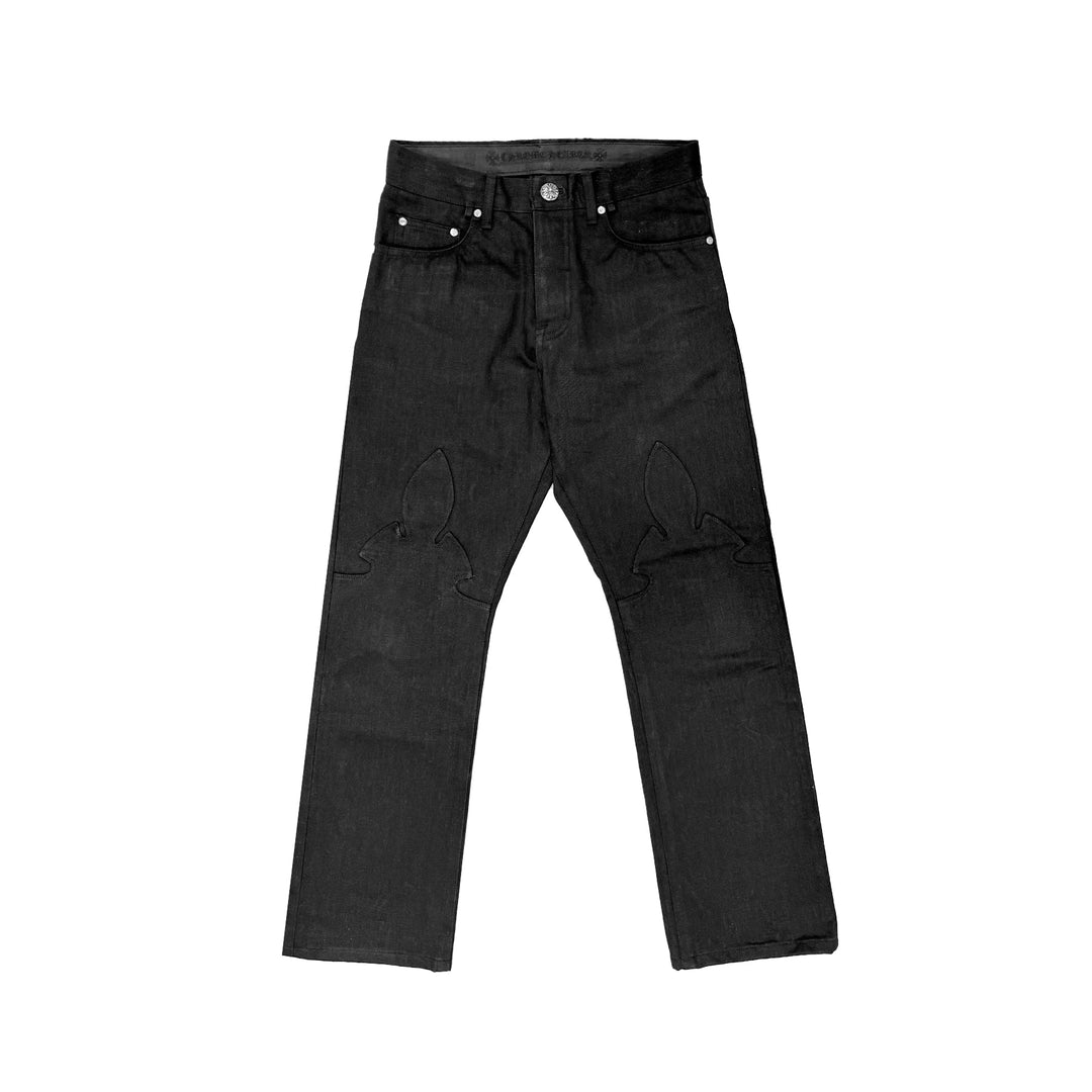 Chrome Hearts Black Flame Knee Jeans - SHENGLI ROAD MARKET