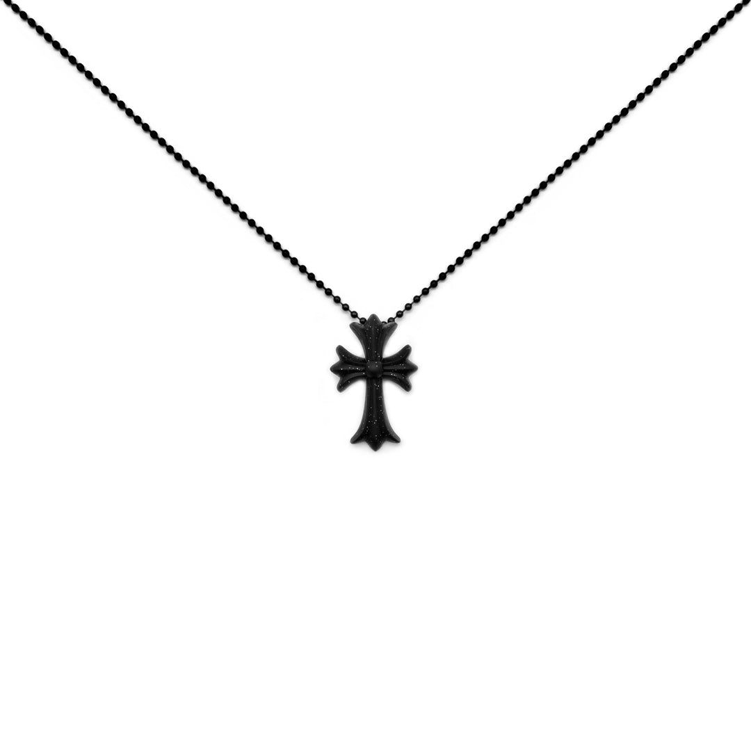 Chrome Hearts Black Glitter Resin Cross Pendant Ball Chain Necklace - SHENGLI ROAD MARKET