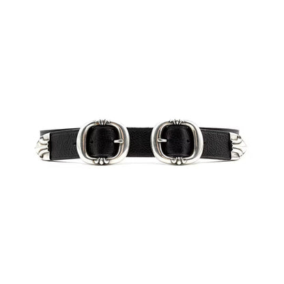 Chrome Hearts Black Gunslinger Belt with Silver Buckle - SHENGLI ROAD MARKET