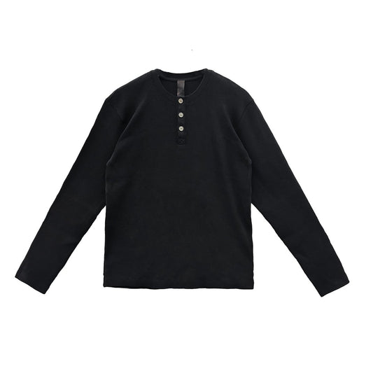 Chrome Hearts Black Henley Embroidered Thermal Shirt - SHENGLI ROAD MARKET