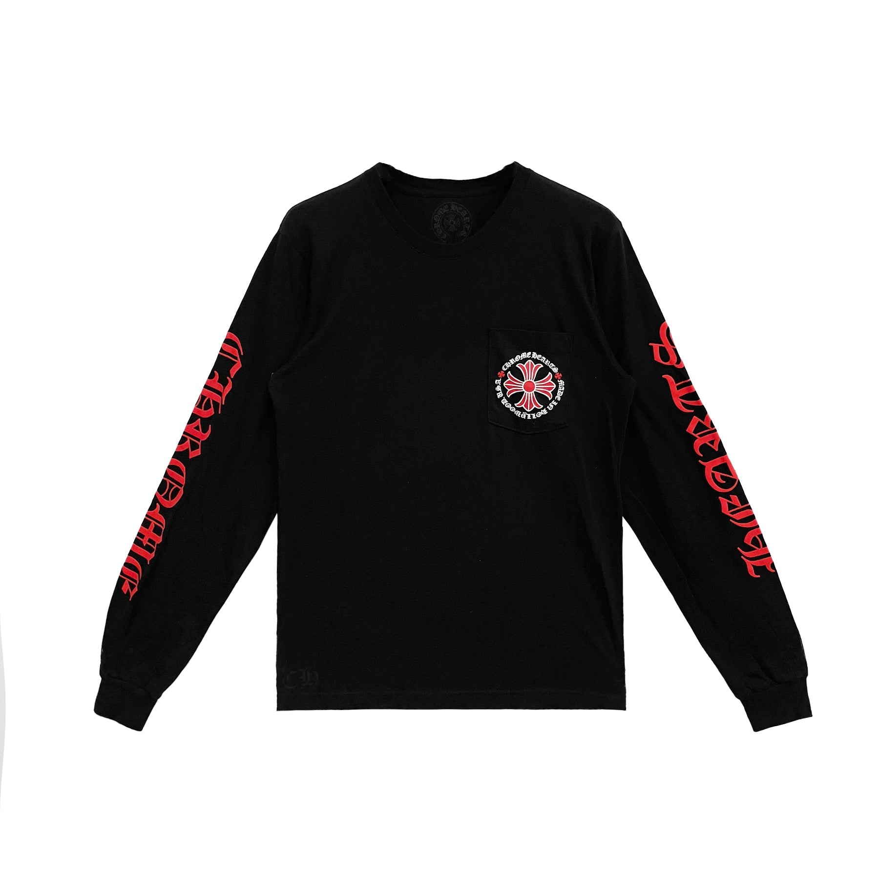 Chrome Hearts Black Hollywood Red Cross Logo Long Sleeve Shirt