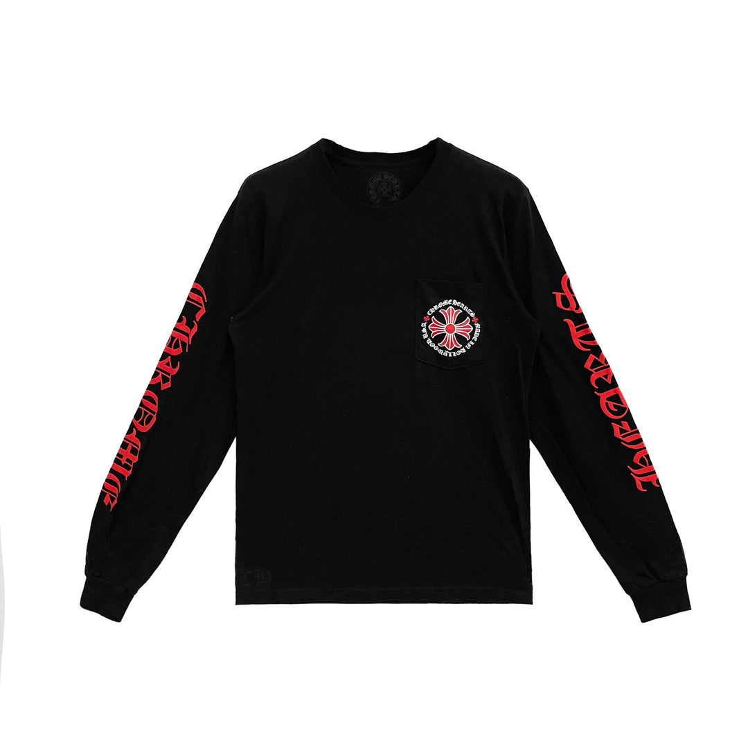 Chrome Hearts Black Hollywood Red Cross Logo Long Sleeve Shirt - SHENGLI ROAD MARKET