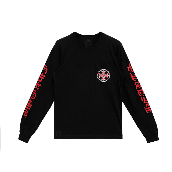 Chrome Hearts Black Hollywood Red Cross Logo Long Sleeve Shirt - SHENGLI ROAD MARKET