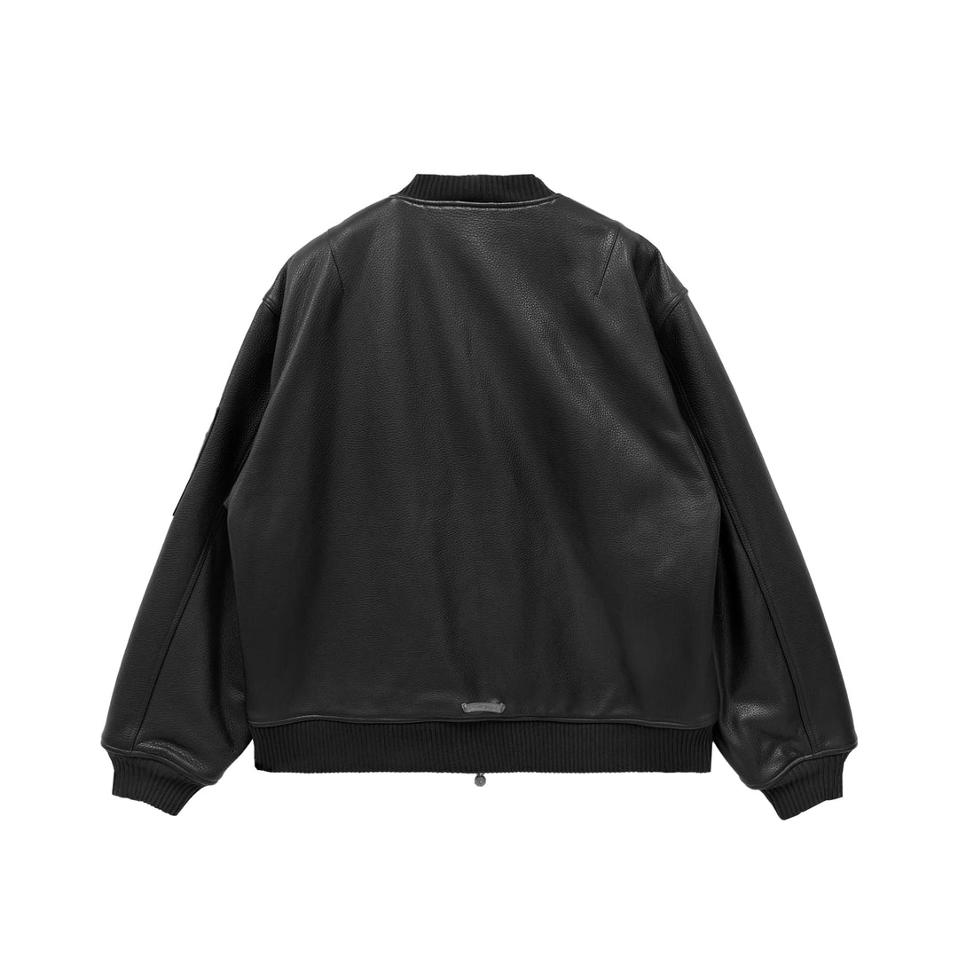 Chrome Hearts Black Leather CH Patch Bomber Jacket - SHENGLI ROAD MARKET