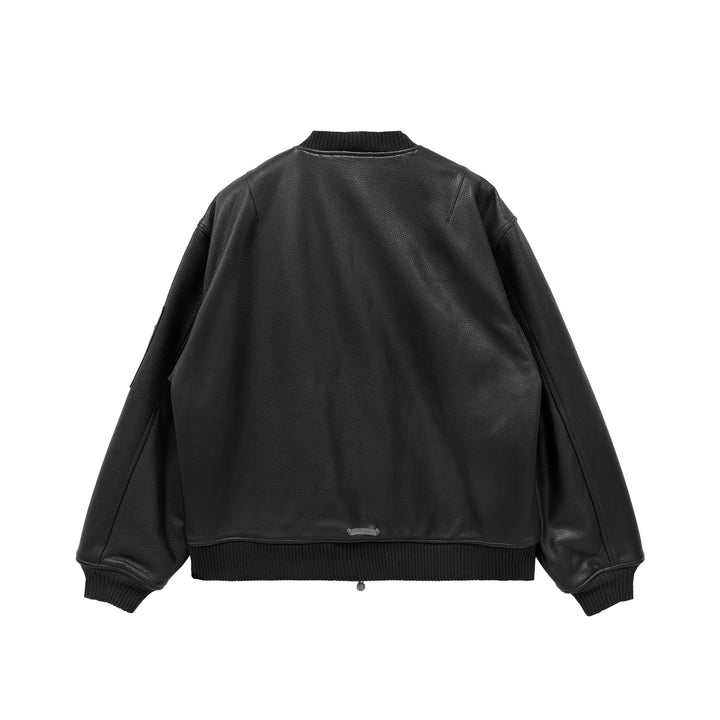 Chrome Hearts Black Leather CH Patch Bomber Jacket - SHENGLI ROAD MARKET