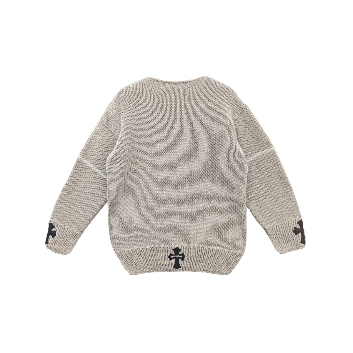 Chrome Hearts Black Leather Cross Patch Cashmere Sweater - SHENGLI ROAD MARKET