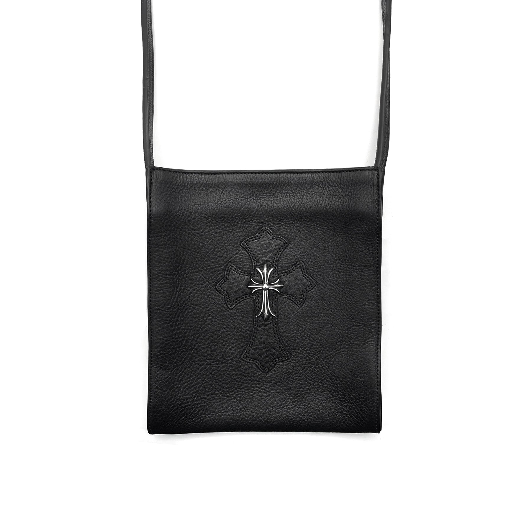 CHROME HEARTS ショルダーバッグ 黒 Chrome Hearts Black Leather Cross Patch Crossbody Bag - SRM