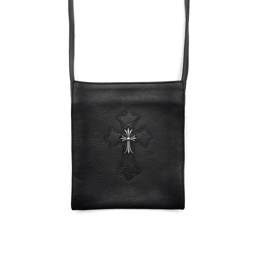 Chrome Hearts Black Leather Cross Patch Crossbody Bag - SHENGLI ROAD MARKET