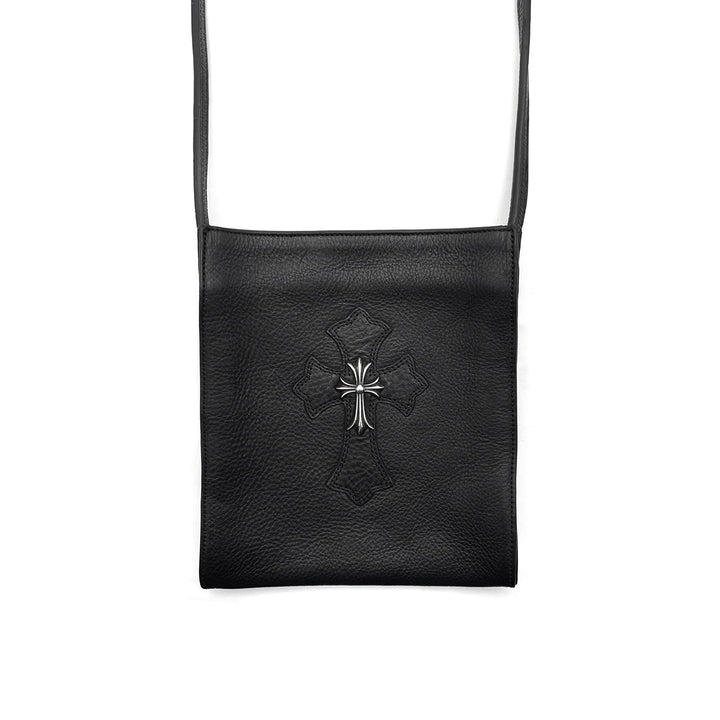 Chrome Hearts Black Leather Cross Patch Crossbody Bag - SHENGLI ROAD MARKET