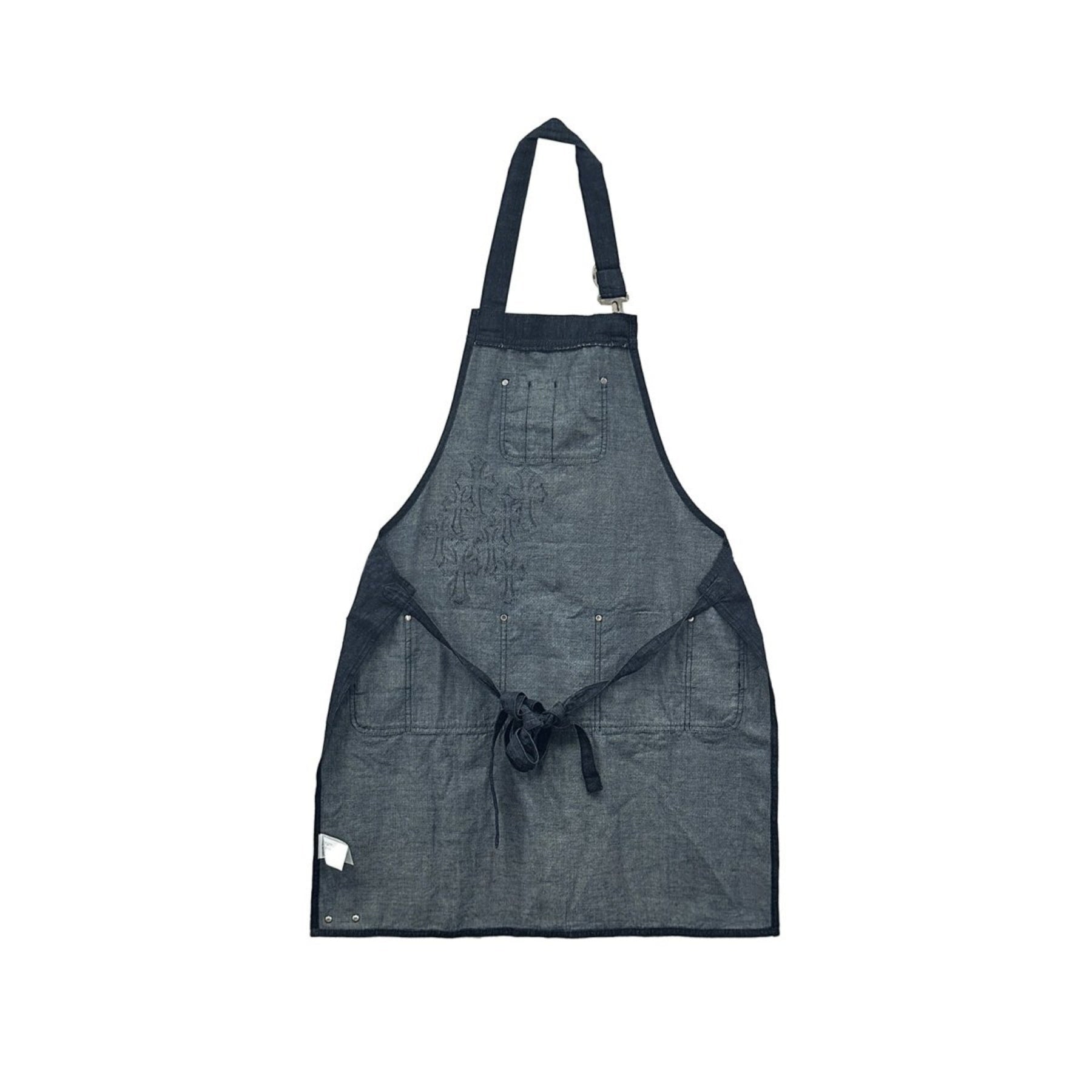 Chrome Hearts ブラックレザークロスパッチデニムエプロン - SRM