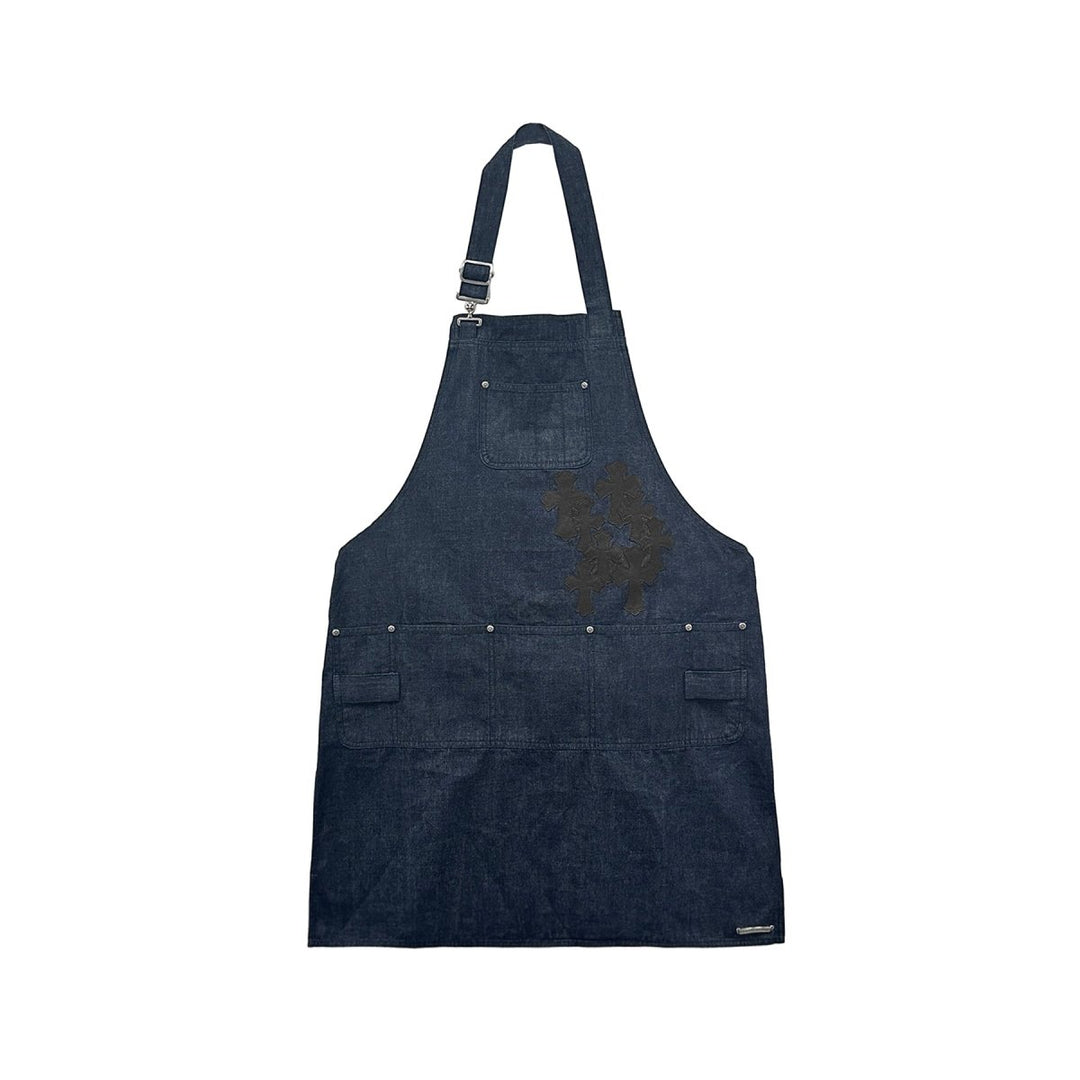 Chrome Hearts Black Leather Cross Patch Denim Apron - SHENGLI ROAD MARKET