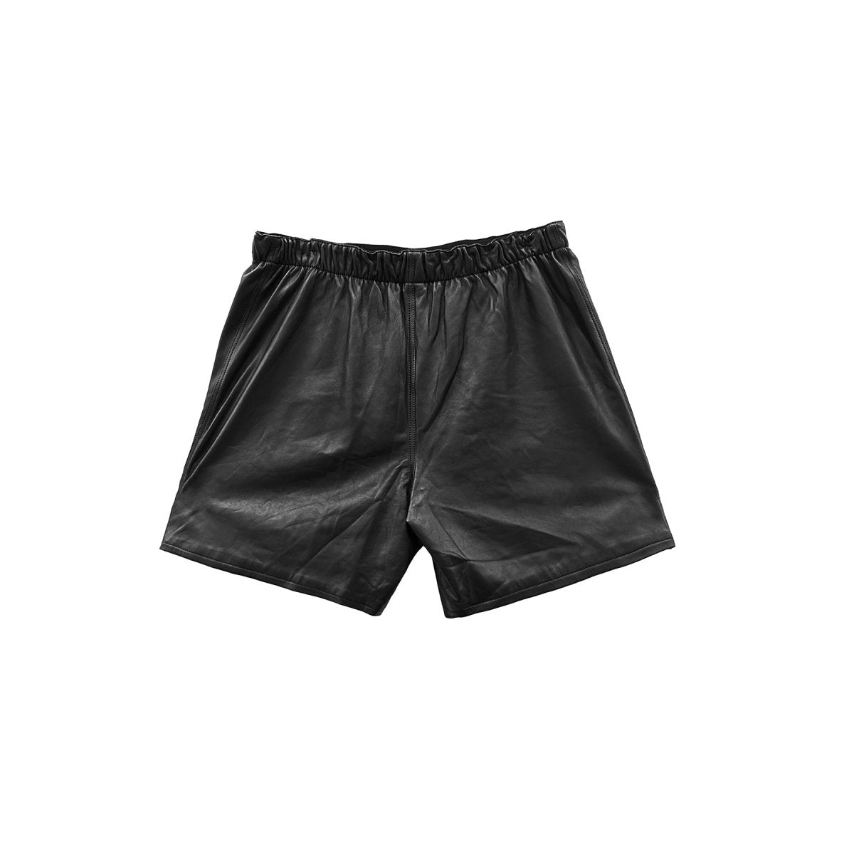 Chrome Hearts Black Leather Cross Patch Silver Scroll Leather Shorts - SHENGLI ROAD MARKET