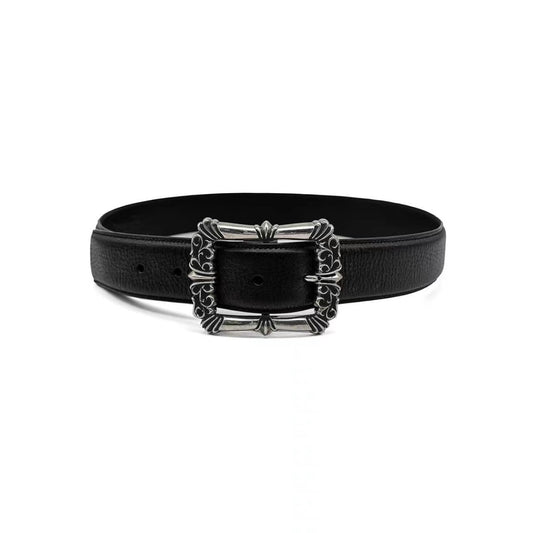 Chrome Hearts Black Leather Filigree Belt - SHENGLI ROAD MARKET