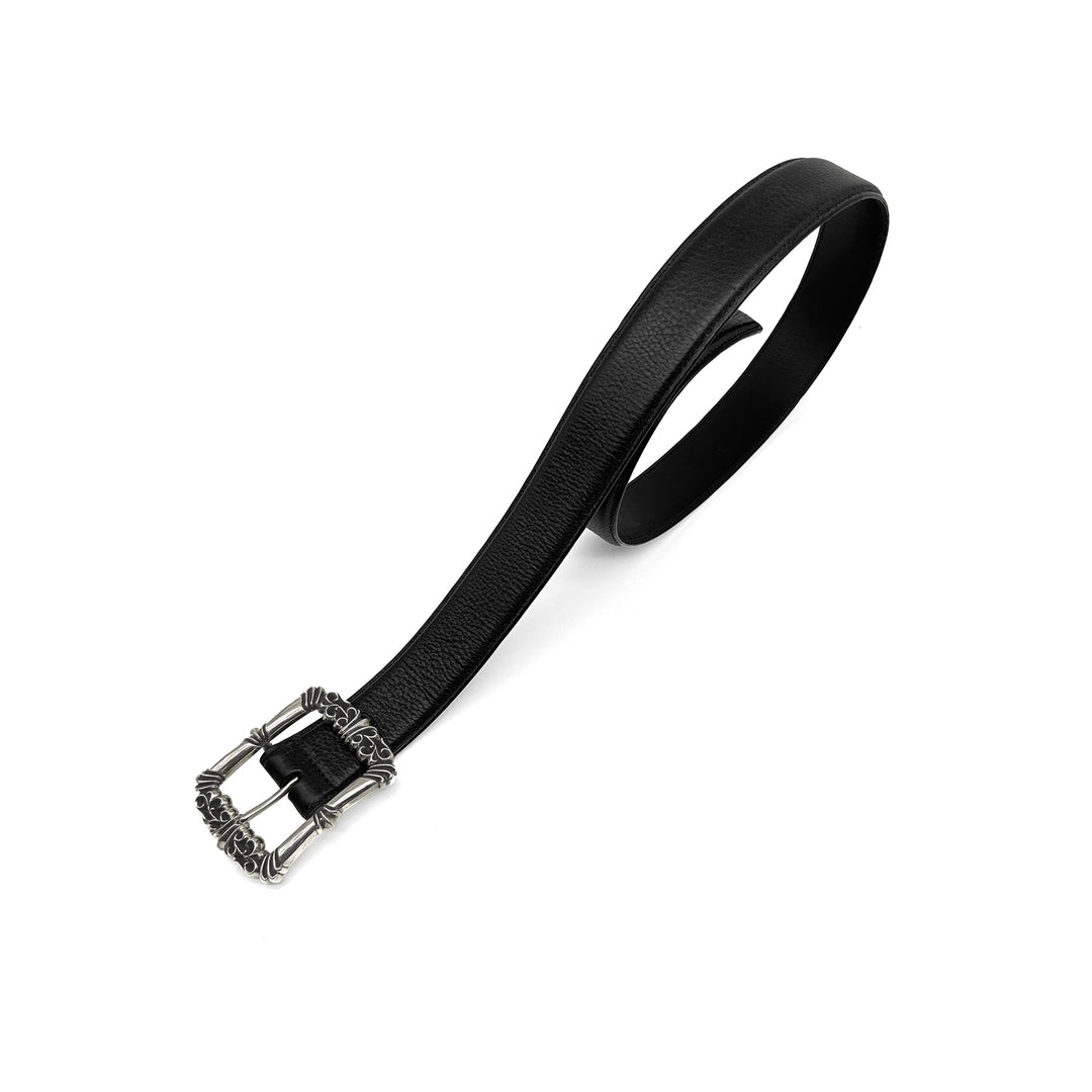 Chrome Hearts Black Leather Filigree Belt - SHENGLI ROAD MARKET