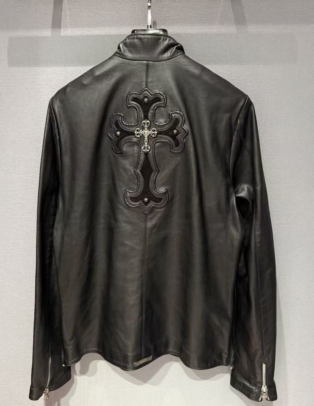 Chrome Hearts Black Leather Jacket - SHENGLI ROAD MARKET