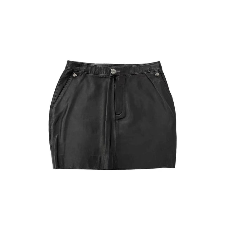 Chrome Hearts Black Leather Mini Skirt - SHENGLI ROAD MARKET