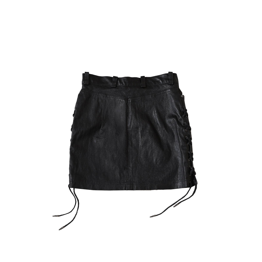 Chrome Hearts Black Leather Mini Skirt - SHENGLI ROAD MARKET