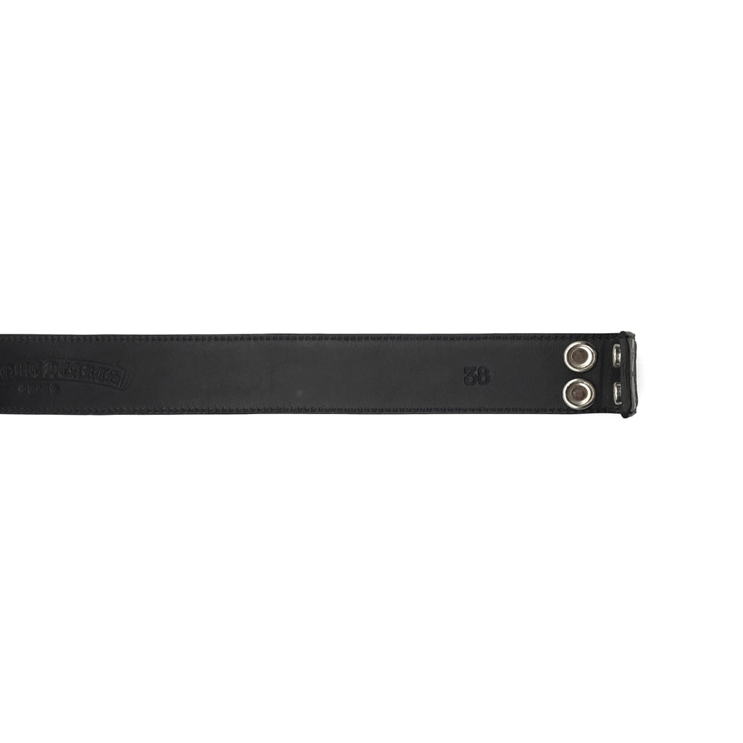 Chrome Hearts Black Leather Multicolor Cross Patch Belts - SHENGLI ROAD MARKET