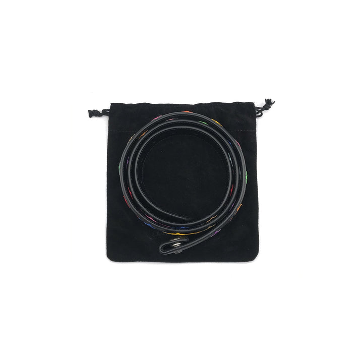 Chrome Hearts Black Leather Multicolor Cross Patch Belts - SHENGLI ROAD MARKET