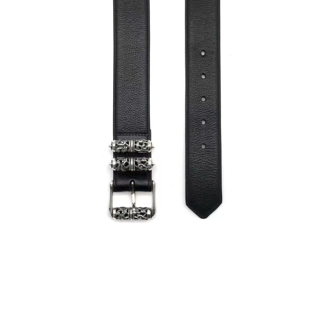 Chrome Hearts Black Leather Roller Belt - SHENGLI ROAD MARKET