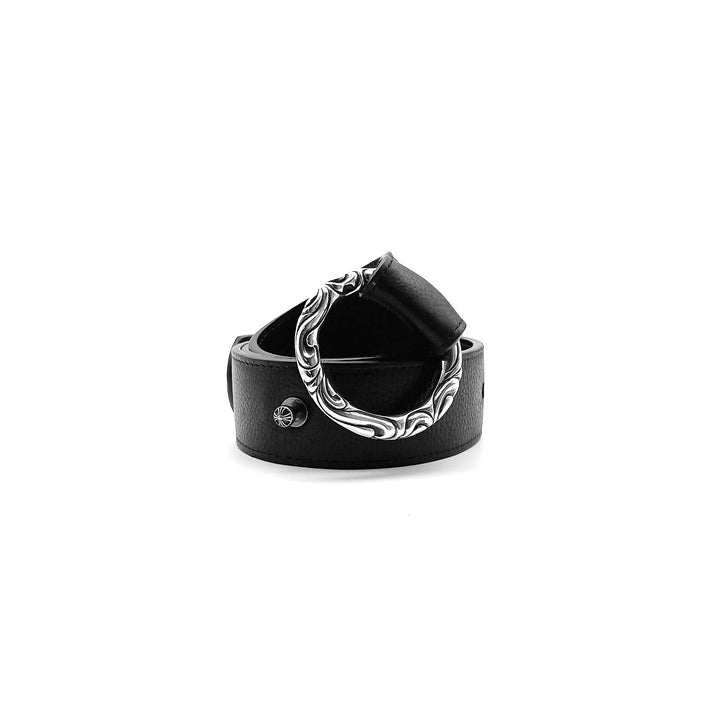 Chrome Hearts Black Leather Scroll Ring Belt - SHENGLI ROAD MARKET