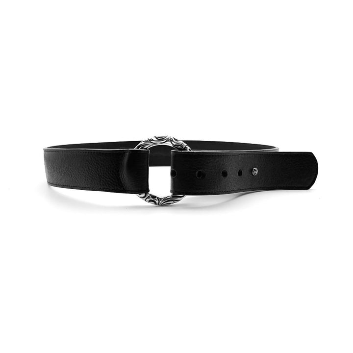 Chrome Hearts Black Leather Scroll Ring Belt - SHENGLI ROAD MARKET