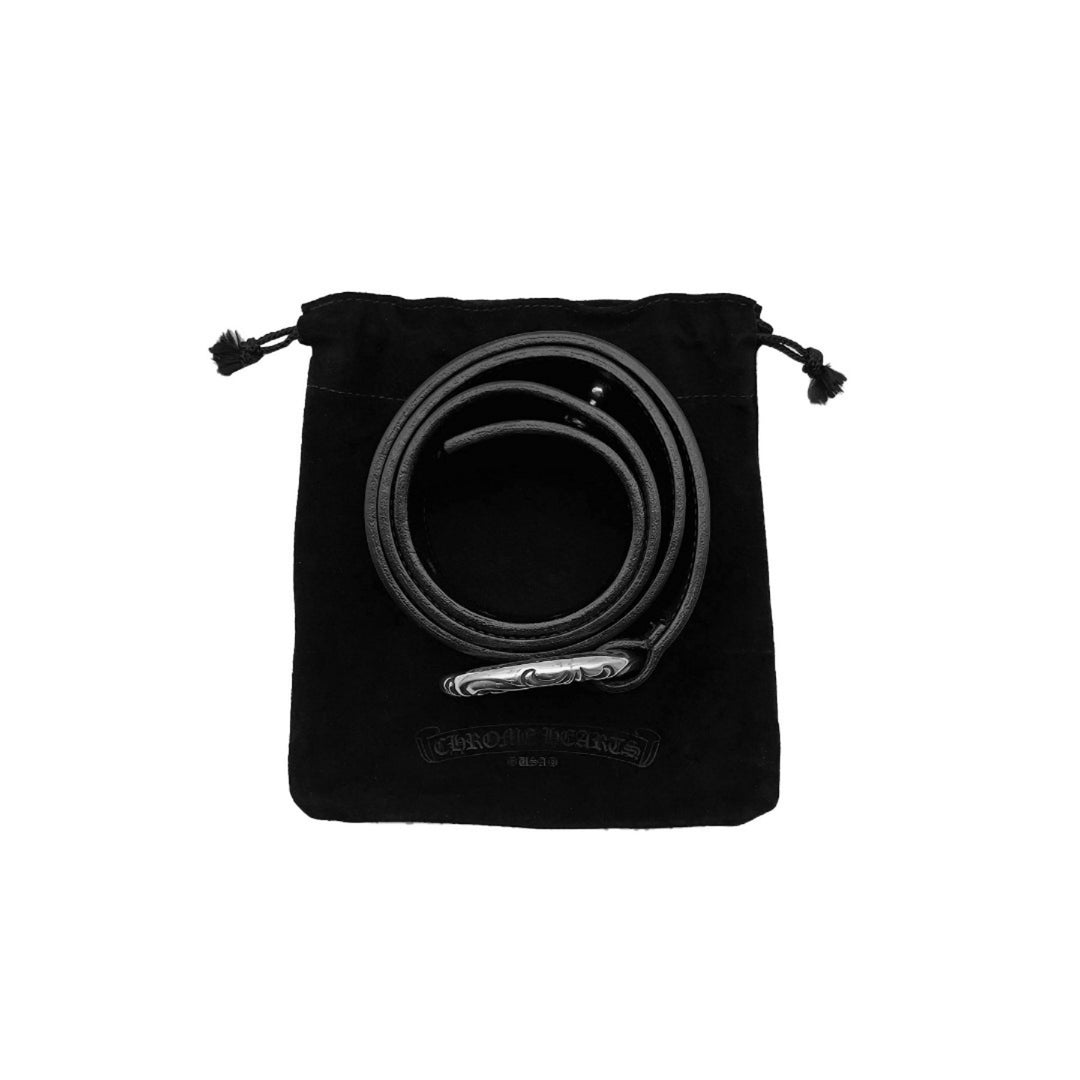 Chrome Hearts Black Leather Scroll Ring Belt - SHENGLI ROAD MARKET
