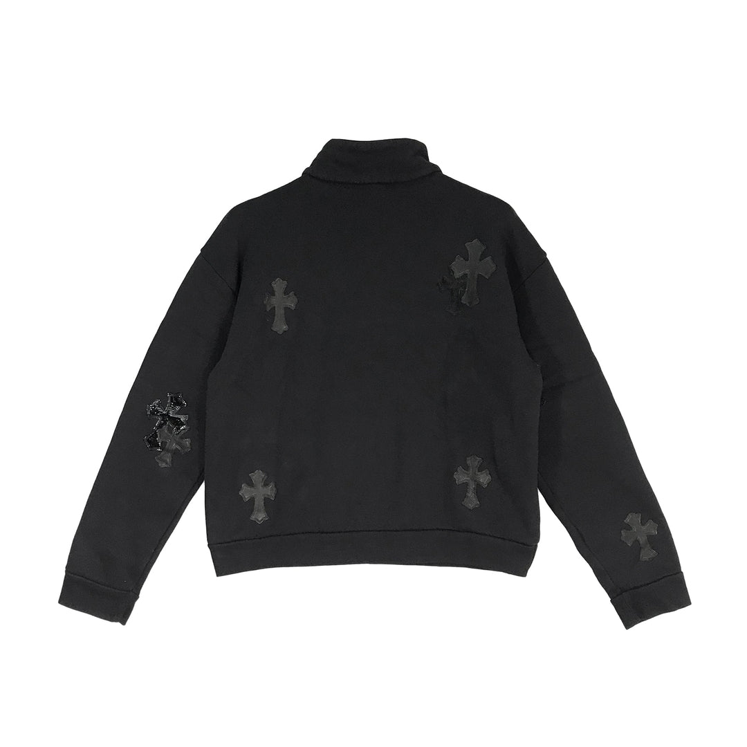 Chrome Hearts Black Patent Leather Cross Half Zip Sweatshirt - SHENGLI ROAD MARKET
