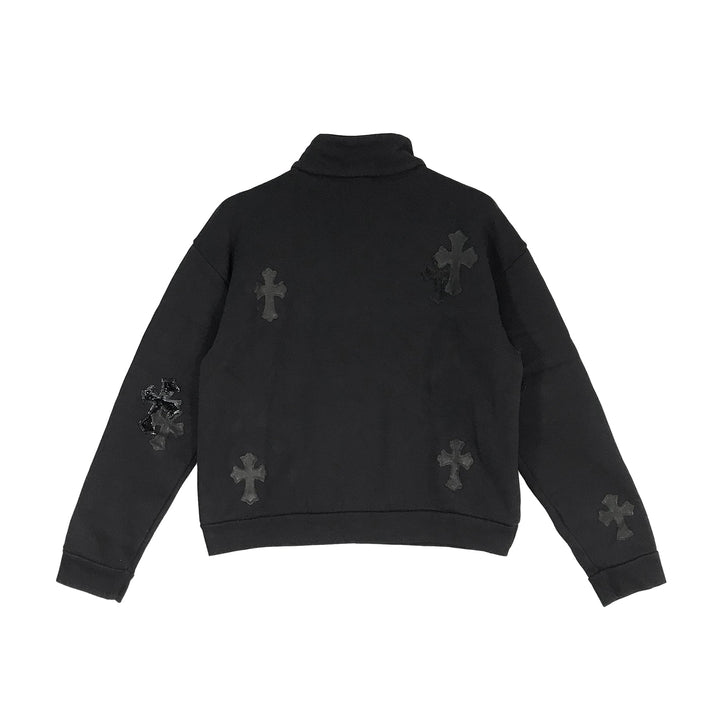 Chrome Hearts Black Patent Leather Cross Half Zip Sweatshirt - SHENGLI ROAD MARKET
