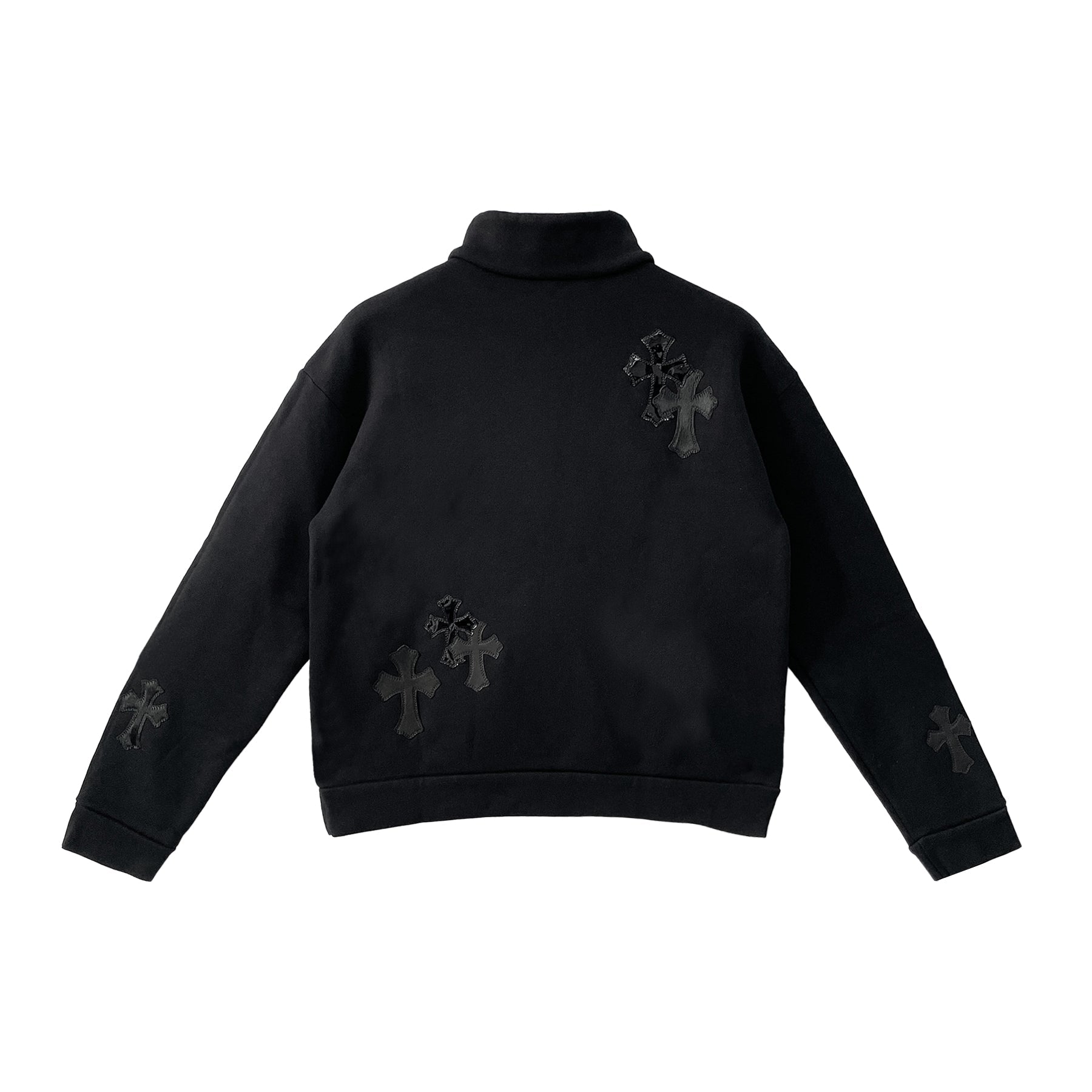 Chrome Hearts Black Patent Leather Cross Half Zip Sweatshirt - SRM