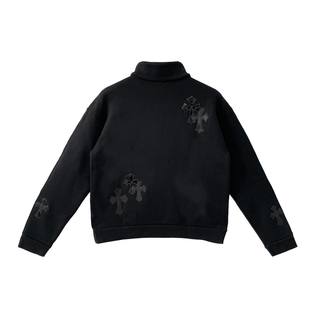 Chrome Hearts Black Patent Leather Cross Half Zip Sweatshirt - SHENGLI ROAD MARKET