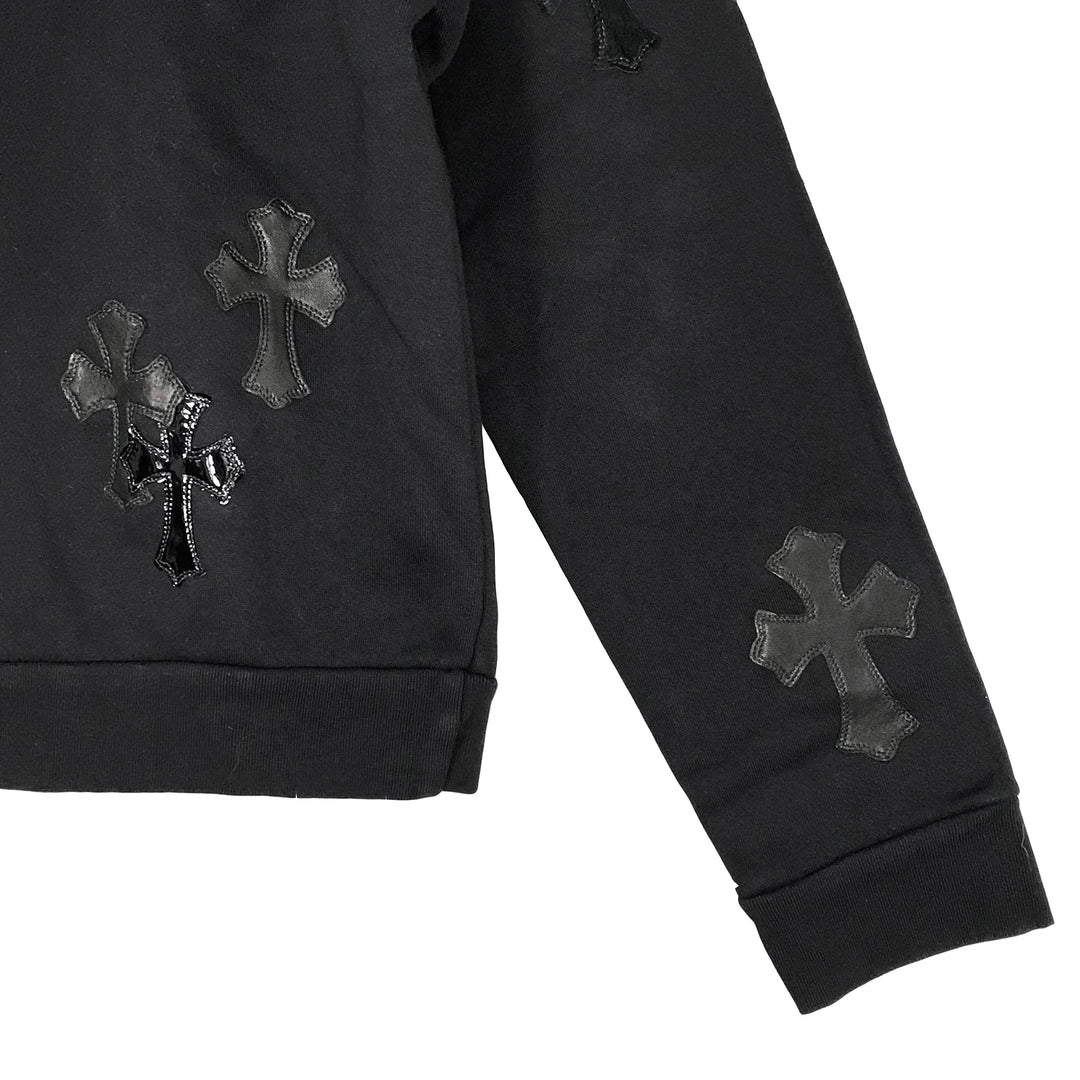 Chrome Hearts Black Patent Leather Cross Half Zip Sweatshirt - SHENGLI ROAD MARKET