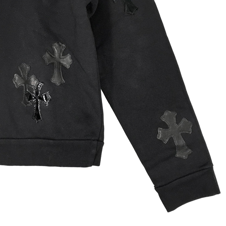 Chrome Hearts Black Patent Leather Cross Half Zip Sweatshirt - SHENGLI ROAD MARKET