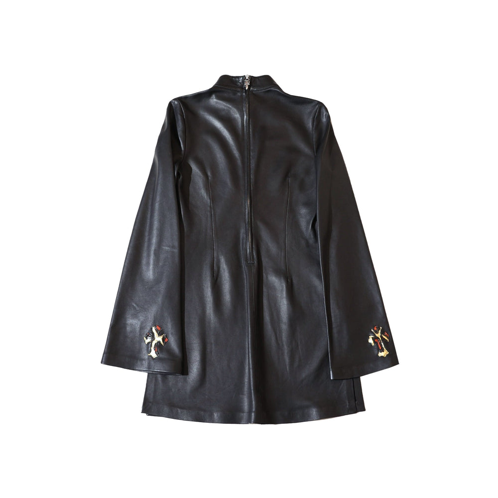Chrome Hearts Black Patent Leopard Cross Patch Dress - SHENGLI ROAD MARKET
