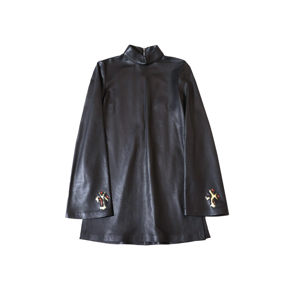 Chrome Hearts Black Patent Leopard Cross Patch Dress - SHENGLI ROAD MARKET