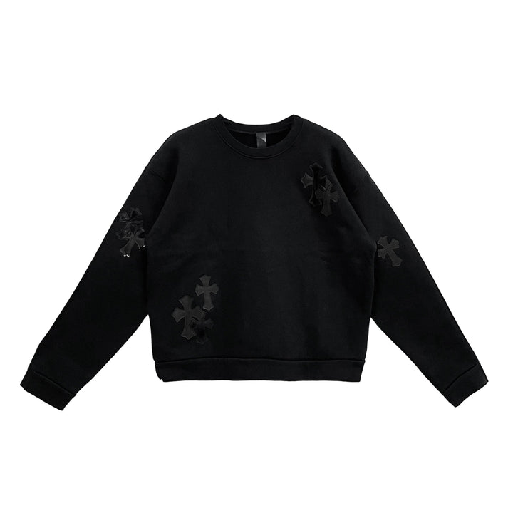 Chrome Hearts Black Pony Hair Patent Leather Cross Sweatshirt - SHENGLI ROAD MARKET