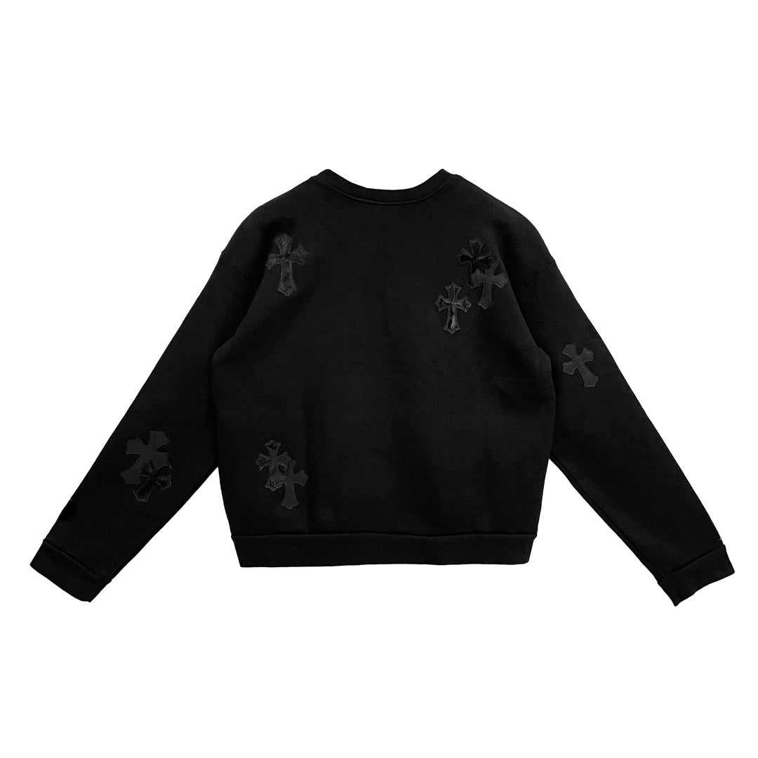 Chrome Hearts Black Pony Hair Patent Leather Cross Sweatshirt - SHENGLI ROAD MARKET