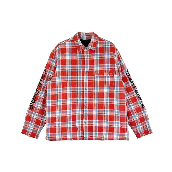 Chrome Hearts Black Print Red Padded Flannel Shirt Jacket - SHENGLI ROAD MARKET